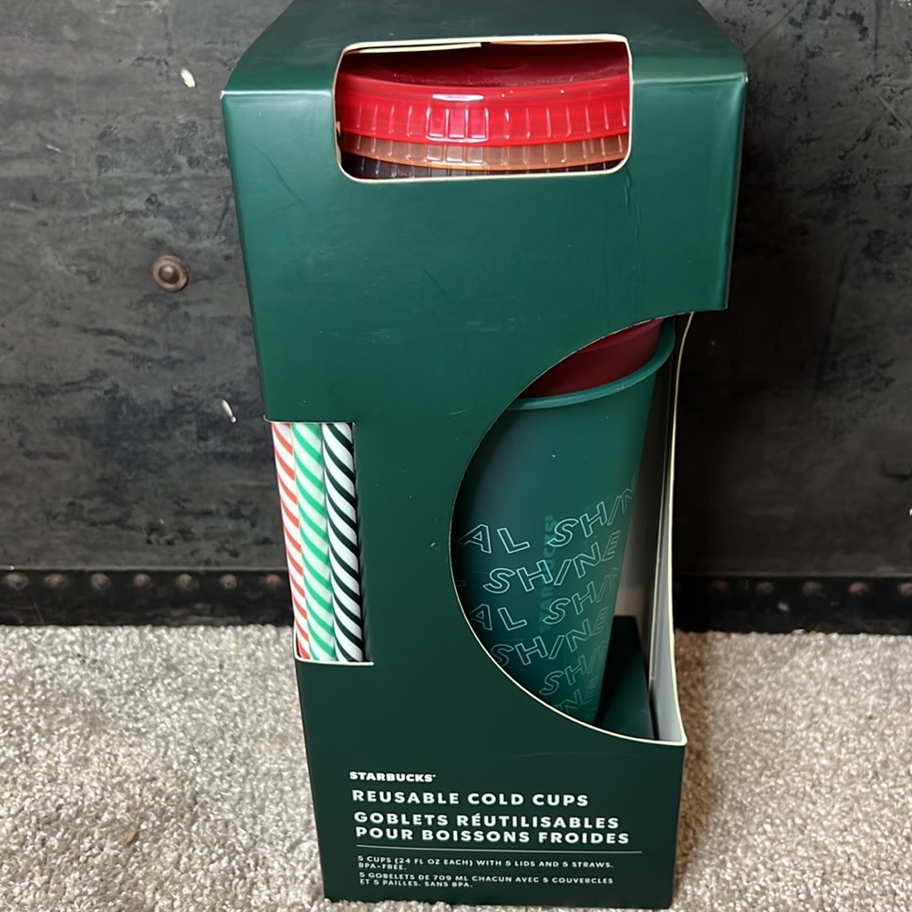 Starbucks 2019 Holiday Reusable Cold Cups Straws Christmas